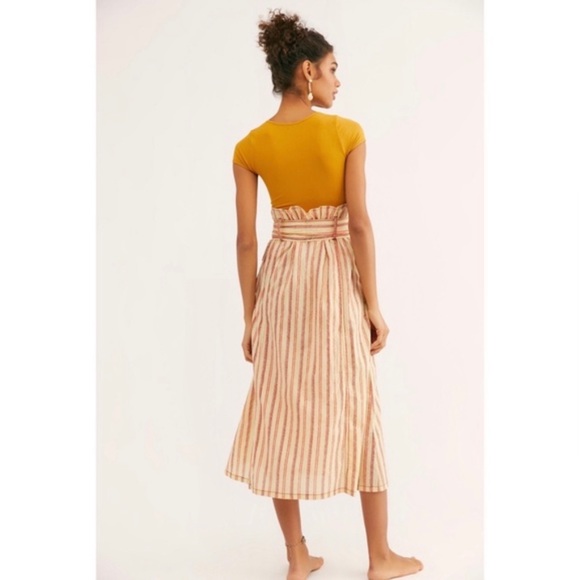NWT Free People One Natalia Striped Midi Belted Skirt - Picture 4 of 4